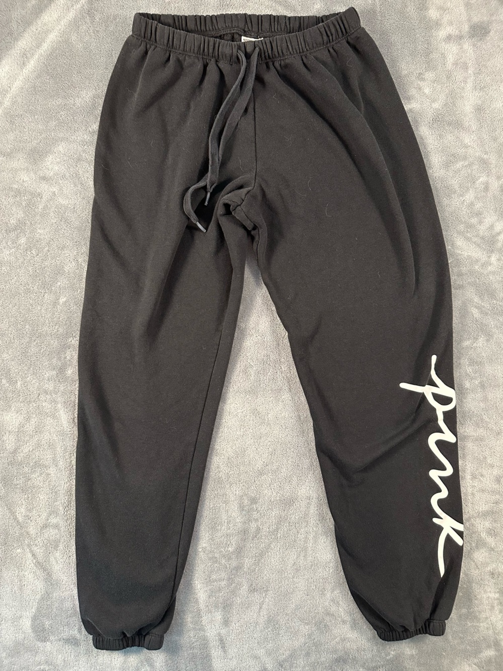 PINK Victoria's Secret Black Joggers with White Script Logo